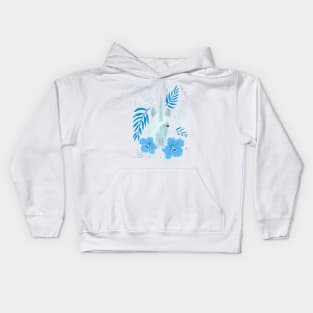 Unicorn and Hibiscus Flowers and Tropical Teaves Kids Hoodie